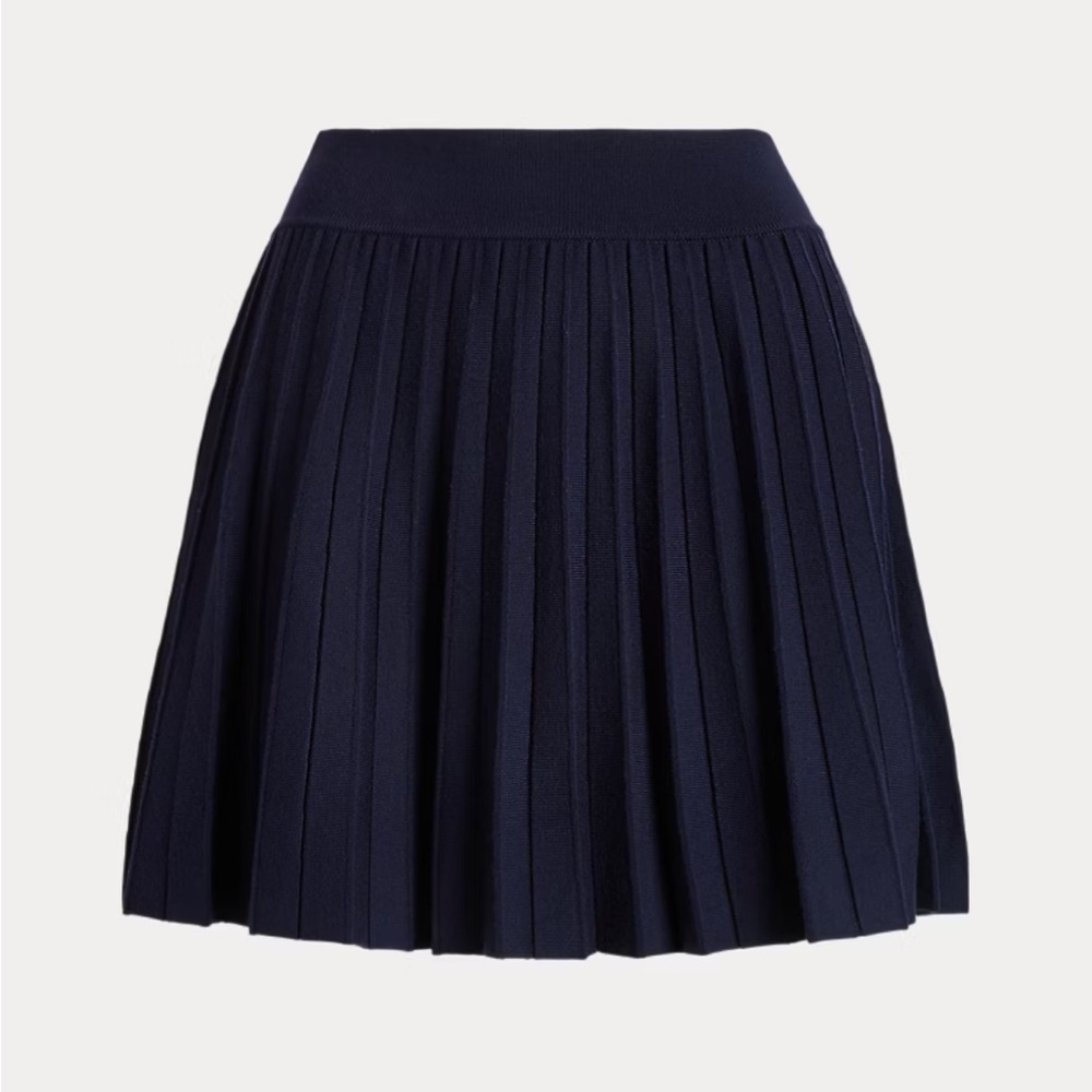 Polo Ralph Lauren Sunburst Pleated Merino Wool Skirt